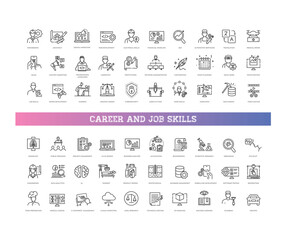 Career and job skills line icons set