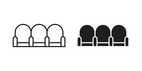 Fototapeta premium Cinema seat icon vector on trendy design. Outline vector stock illustration.