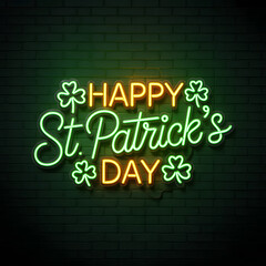 Obraz premium A festive illustration celebrating st. patrick's day with shamrocks and a cheerful message.