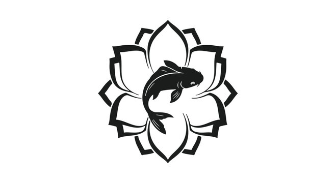 Koi fish swimming inside a blooming lotus flower represents inner peace today.