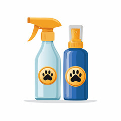 Pet grooming products: Vibrant and appealing pet grooming products against a simple backdrop, illustrating cleanliness and care.