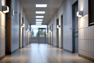 Obraz premium Flickering Lights in Corridor Create Unsettling Atmosphere of Confusion