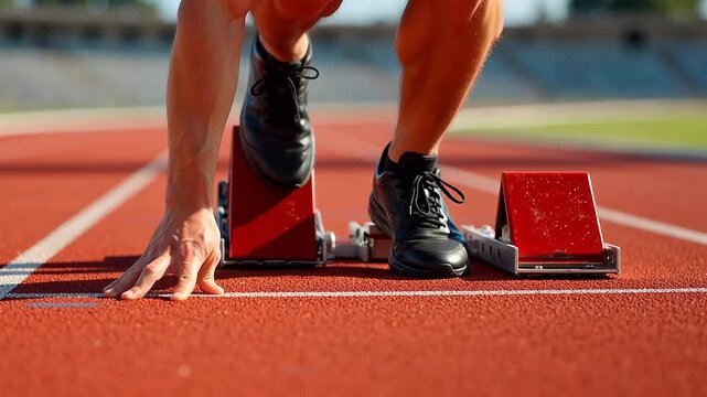 Athlete at Starting Line on Track