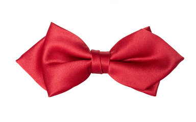 Elegant red bow tie with sharp edges isolated on white background. Shopping concept.