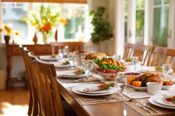 Elegant Dining Table Set for Guests with Gourmet Food and Beautiful Decor