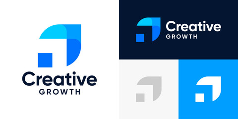 Modern growth logo design template. Colorful arrow abstract shapes logo design graphic vector illustration. Symbol, icon, creative