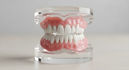 Obraz premium Acrylic Denture Model Displaying Anatomy and Structure on a Clear Stand