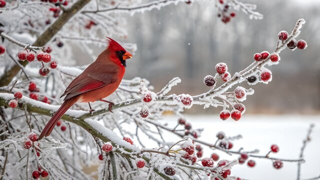 Cardinal in Winter Wonderland