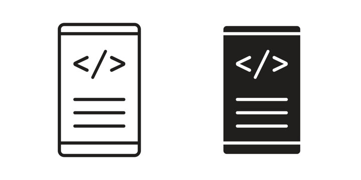 Mobile apps development icon vector on trendy design. Outline vector stock illustration.