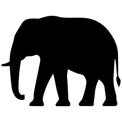Fototapeta premium Black and White Elephant Silhouette Logo Icon, Simple Minimalist Graphic for Wildlife Conservation and Branding