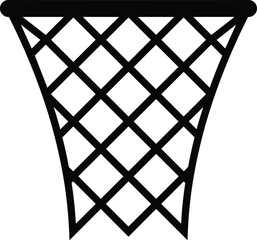 WebBlack Basketball Hoop Net Vector Illustration Featuring a Flat Linear Grid Design Isolated on White for Sports Equipment Graphics and Tournament Branding Assets