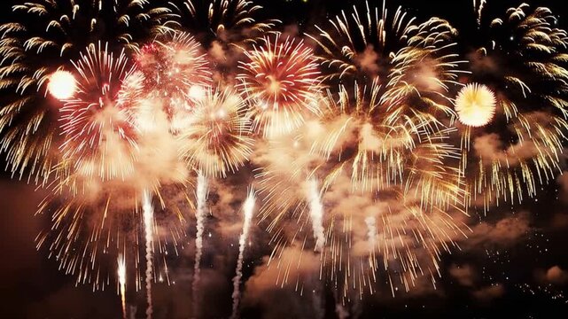 A dazzling display of colorful fireworks lighting up the night sky, capturing celebration and joy in a stunning view.