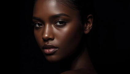 Fototapeta premium Dramatic portrait of a young woman in shadow