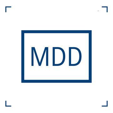 Simple modern logo design with MDD initials in blue