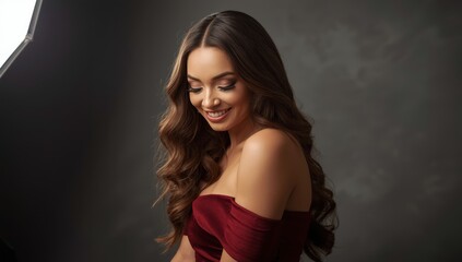 Naklejka premium Female vocalist in gown