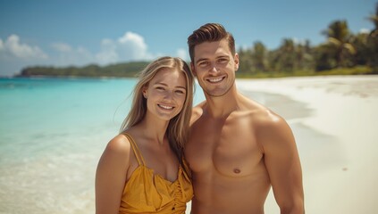 Fototapeta premium Joyful couple at the beach