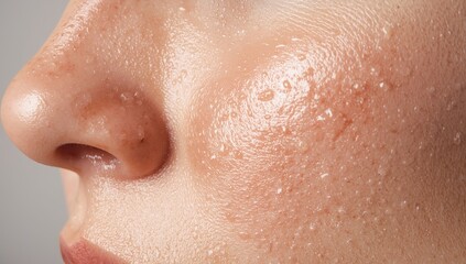 Fototapeta premium Untitled design - Oily, problematic skin. Close-up of a large pore on oily skin
