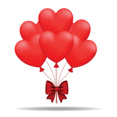 Heart balloons bouquet with red bow