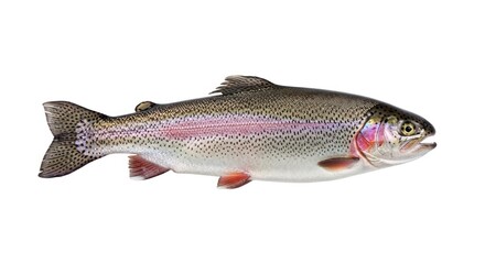 A detailed image of a trout showcasing iridescent colors and distinctive markings, isolated