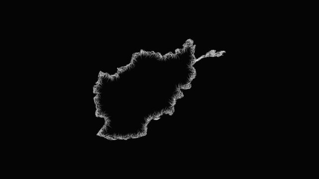 Sketch Afghanistan outline map animation - smooth progressive reveal
