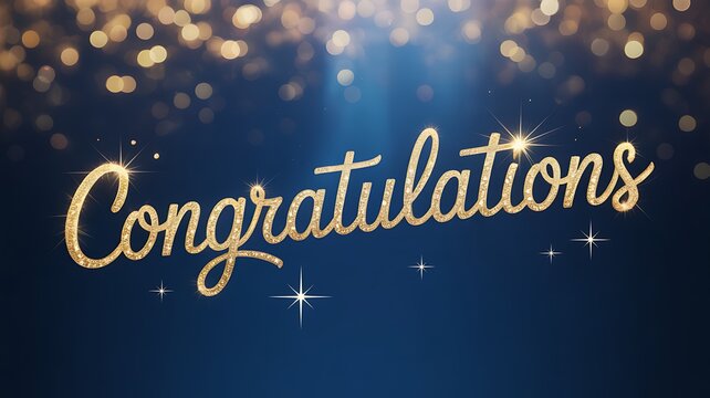 A sparkling congratulations message against a dark, starry background.