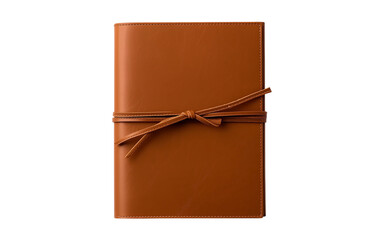 Tan Leather Notebook Closed with Leather Tie journal isolated on a transparent background