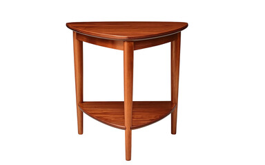 Wooden triangular accent table with shelf furniture isolated on a transparent background