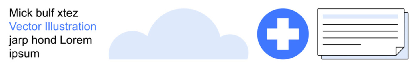 Obraz premium Cloud computing, healthcare management, data storage, digital solutions, medical services, record keeping. A cloud, a medical cross and a document icon. Cloud computing and healthcare management