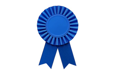 Blue Rosette Award Ribbon with Two Tail Ribbons white isolated on a transparent background