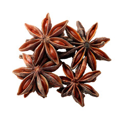 Star Anise Spice Cluster, Aromatic Ingredient, Isolated on Transparent Background