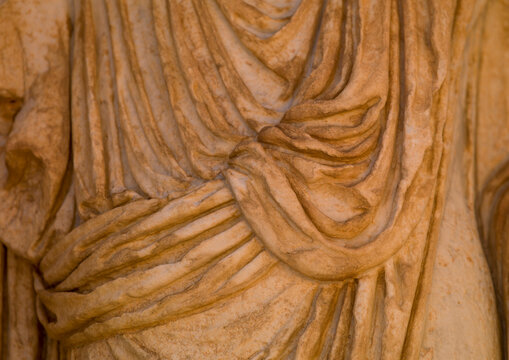 Detail of a statue in leptis magna, Tripolitania, Khoms, Libya
