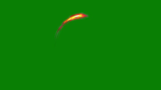 Sword slash effect with heat wave distortion, anime style slash weapon, A Sword slash effect for game animation, sword slice energy transition, energy trail animation on green background, 4K animation