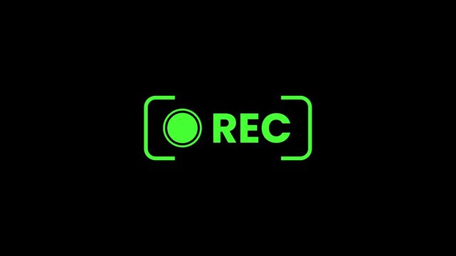 REC record button icon animation isolated on black background