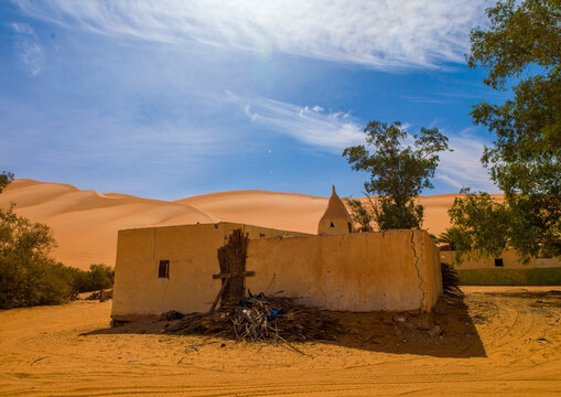 Old mosque in ubari lakes, Fezzan, Umm al-maa, Libya