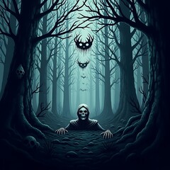 Mysterious Figure Emerging from Dark Forest.