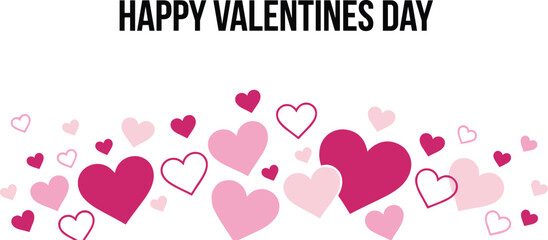 WebHappy Valentines Day greeting card background with pink and red heart shapes vector illustration isolated on white for romantic love celebration and wedding design.