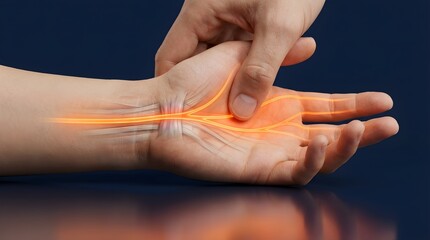 Fototapeta premium Relieving Carpal Tunnel Syndrome with Effective Hand Massage Techniques Visualization