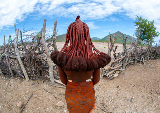 Himba tribe woman hairstyle, Kunene region, Epupa, Namibia