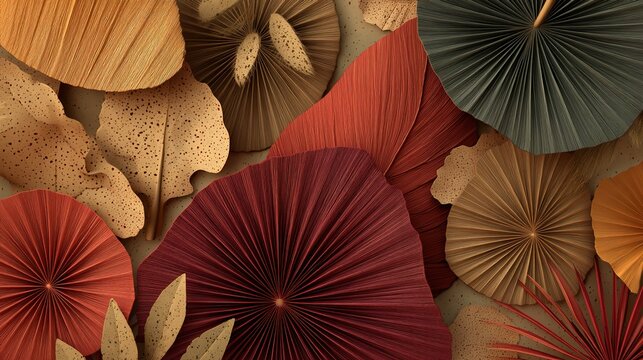 Autumnal Paper Foliage: Close-up showcases a medley of handcrafted paper leaves in a spectrum of fall hues. A testament to artistic expression, embracing the season's warmth and colors.