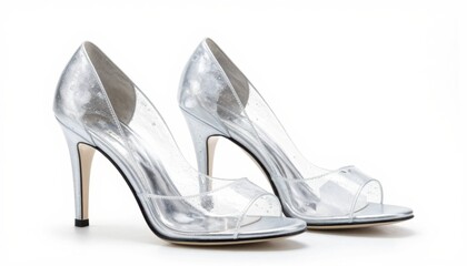 Stylish clear high heels modern fashion show footwear photography studio environment elegant viewpoint contemporary design