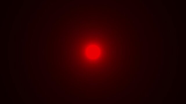 red light flare transition effect, glowing red circular light pulse animation loop. minimalist red signal blink on black background.