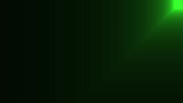 abstract Green corner glow light pulse loop animation on dark background alpha channel.