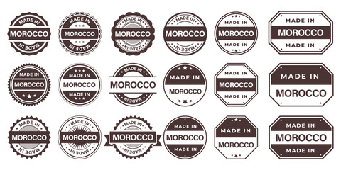 Made in Morocco Vintage Stamp Badges Collection, Made in Morocco Retro Badge & Stamp Logo Collection