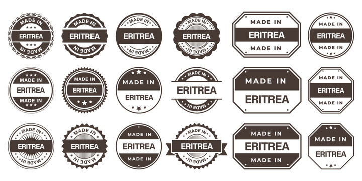 Made in ERITREA Vintage Stamp Badges Collection, Made in ERITREA Retro Badge & Stamp Logo Collection