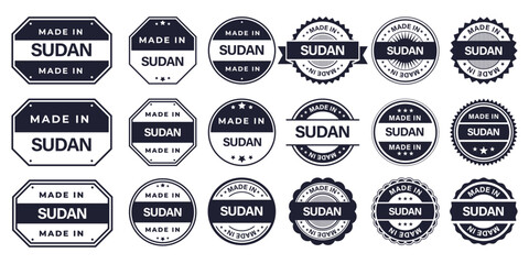 Obraz premium Made in SUDAN Vintage Stamp Badges Collection, Made in SUDAN Retro Badge & Stamp Logo Collection