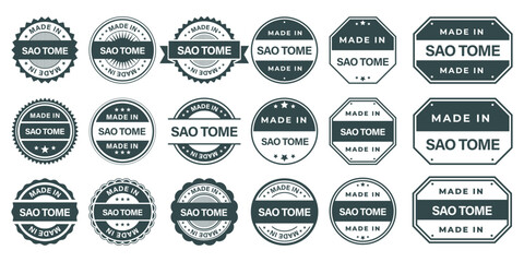 Obraz premium Made in Sao Tome and Principe Vintage Stamp Badges Collection, Made in Sao Tome and Principe Retro Badge & Stamp Logo Collection