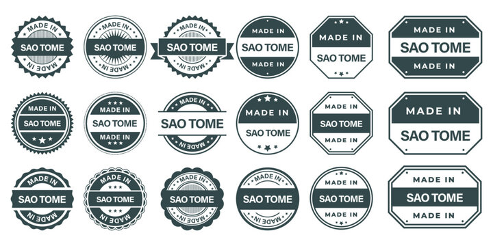 Made in Sao Tome and Principe Vintage Stamp Badges Collection, Made in Sao Tome and Principe Retro Badge & Stamp Logo Collection