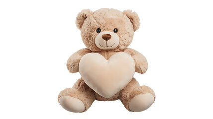 Obraz premium Cute plush teddy bear holding smooth white heart against black background soft toy stuffed animal