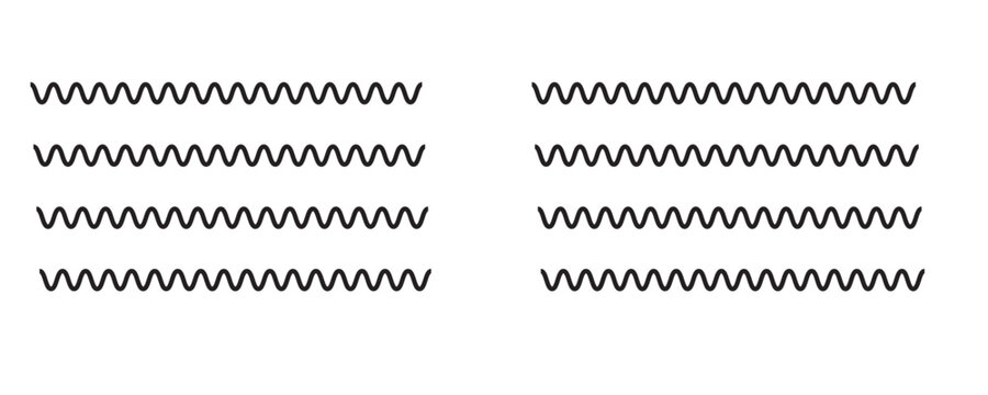 Water waves. Set of wavy zigzag lines. Wave thin line background. Vector zigzag and wavy horizontal underline. Vector illustration