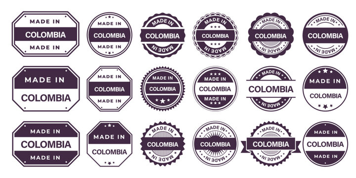 Made in COLOMBIA Vintage Stamp Badges Collection, Made in COLOMBIA Retro Badge & Stamp Logo Collection